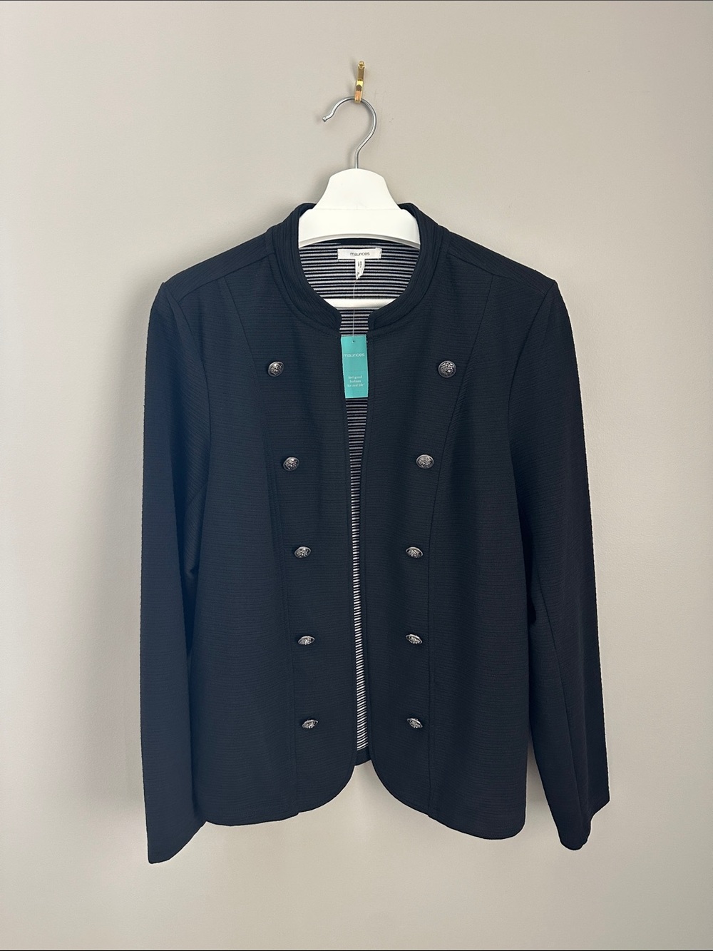 Maurices Black Double-Row Button Military-Style Blazer